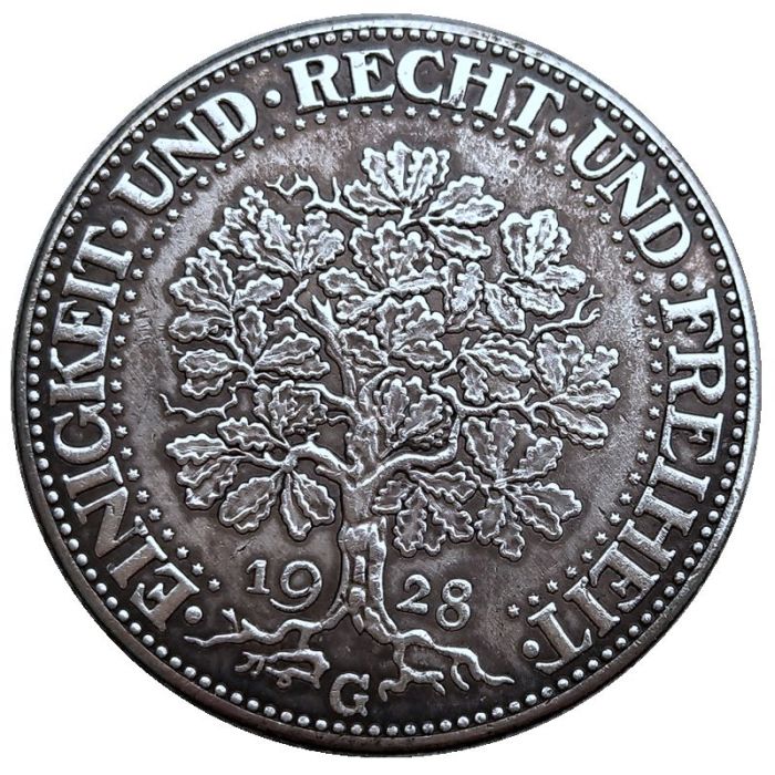 Germany 5 Reichsmark 1928 Silver Plated Copy Coins(36mm) DE43-44