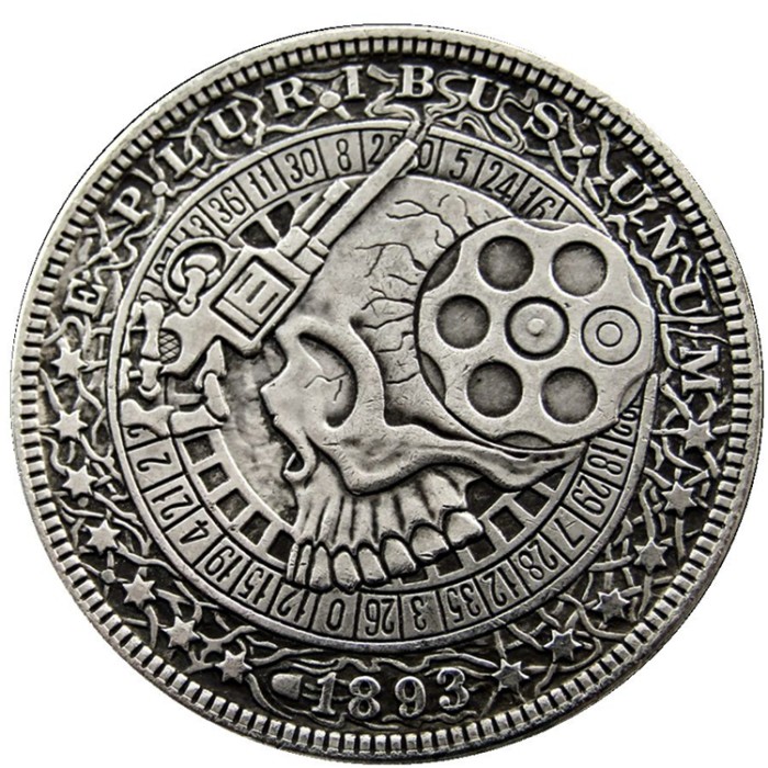 HOBO US Morgan Silver Plated Dollar skull zombie skeleton Copy Coin Type40