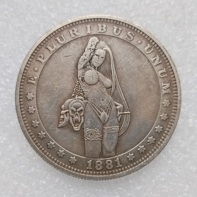HB(212)HOBO US Morgan Silver Plated Dollar skull zombie skeleton Copy Coin
