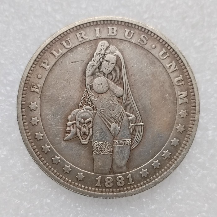 HB(212)HOBO US Morgan Silver Plated Dollar skull zombie skeleton Copy Coin