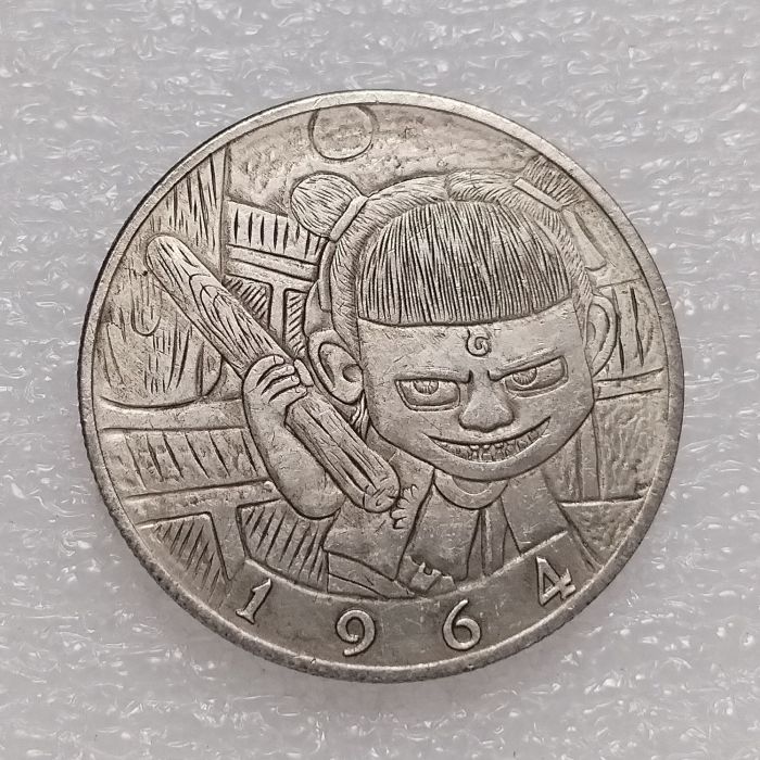 FK(17)USA Half Dollar skull zombie skeleton hand carved Copy Coins