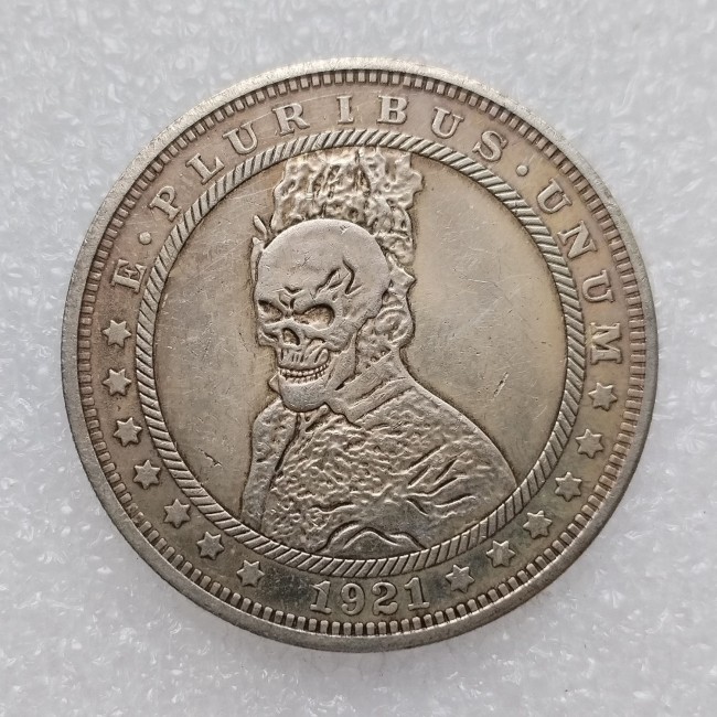 HB(214)HOBO US Morgan Silver Plated Dollar skull zombie skeleton Copy Coin