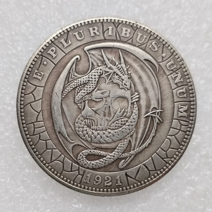 HB(251)HOBO US Morgan Silver Plated Dollar skull zombie skeleton Copy Coin