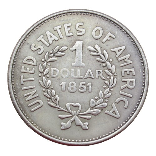 USA 1851 Indian Head One Dollar Silver Plated Copy Coin