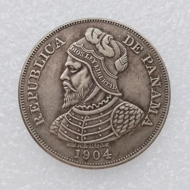 Panama 50 Cents 1904  Silver Plated Copy Coin 37mm