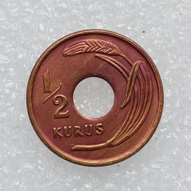 Turkey 1948 0.5 Kurus 100% Copper Copy Coin 16mm