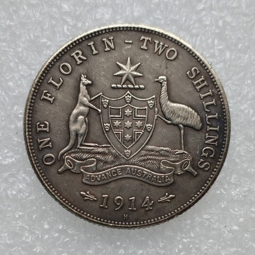 Australia 1 Florin 1914 Silver Plated Copy Coins 28.5mm
