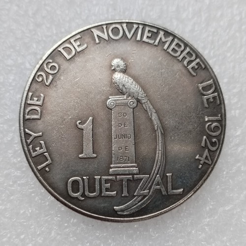 Guatemala 1 Quetzal 1925 Silver Plated Copy Coin 39mm