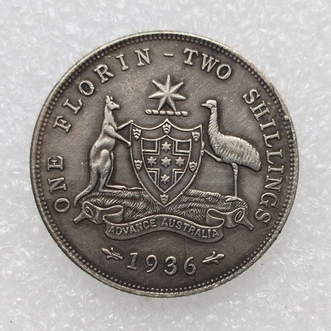 Australia 1 Florin 1936 Silver Plated Copy Coins 28.5mm