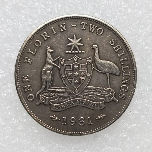 Australia 1 Florin 1931 Silver Plated Copy Coins 28.5mm