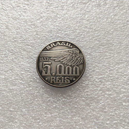 1937Brazil 5000 Reis Silver Plated Copy Coins