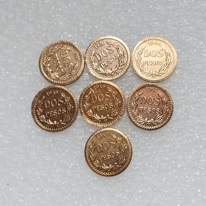 1919-1948 Mexico 2 Pesos Gold Plated Copy Coin