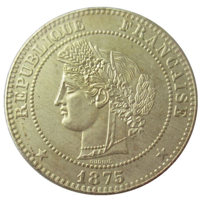 France 10 Cnetimes 1875 1877 Brass Copy Coins