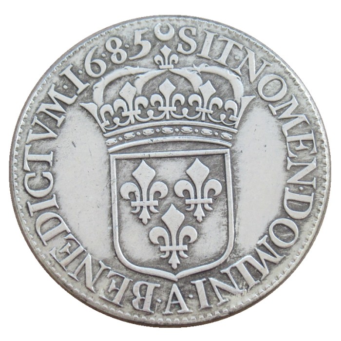 France 1685-1689 1 Ecu Louis XIV Silver Plated Copy Coins 39mm