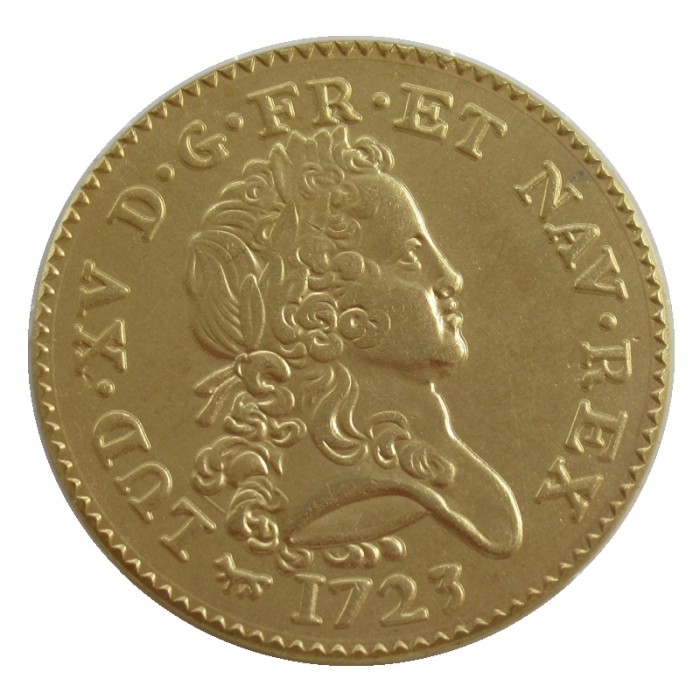 France 1723 1724 2 Louis d'Or Louis XV Gold Plated Copy Coins