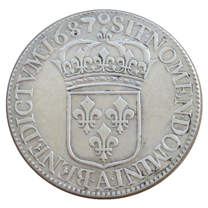 France 1685-1689 1 Ecu Louis XIV Silver Plated Copy Coins 39mm
