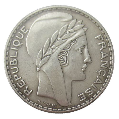 France 20 France 1929 Silver Plated Copy Coin