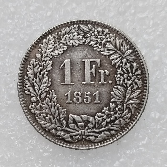 1850 1851 Switzerland 1 Francs Silver Plated Copy Coin(23mm)