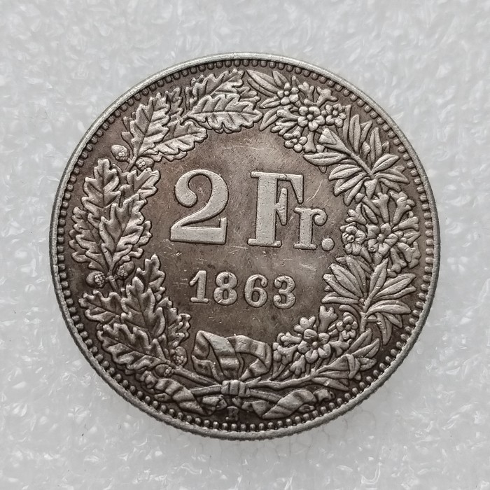 1857-1863 Switzerland 2 Francs Silver Plated Copy Coin(27mm)
