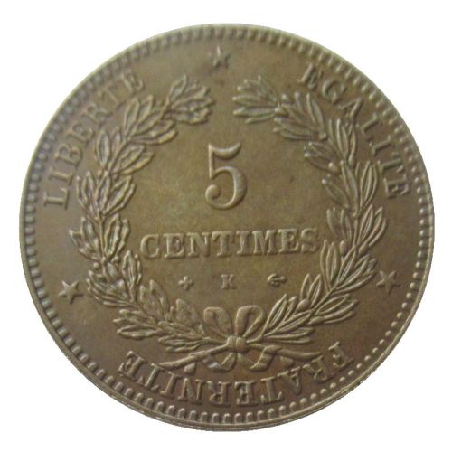 France 5 Cnetimes 1874 1885 Brass Copy Coins