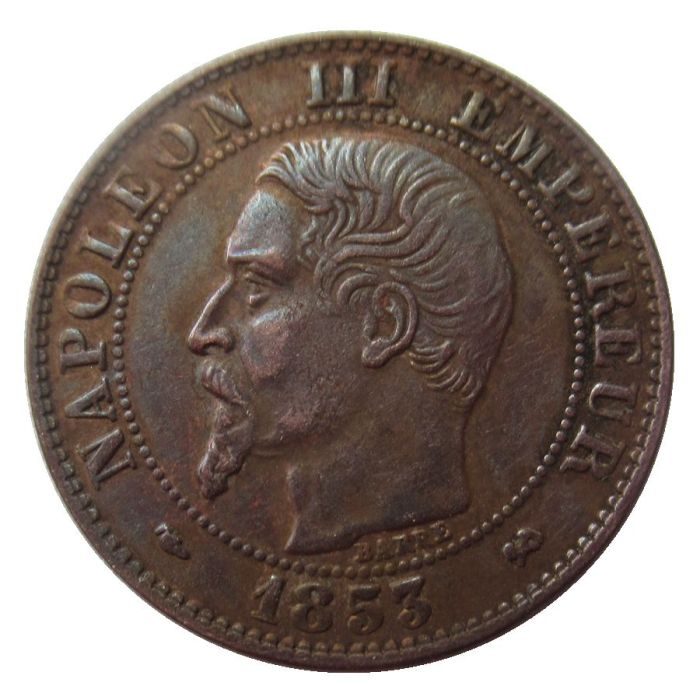 France 2 Cnetimes 1853-1857 Napoleon III Copper Copy Coins