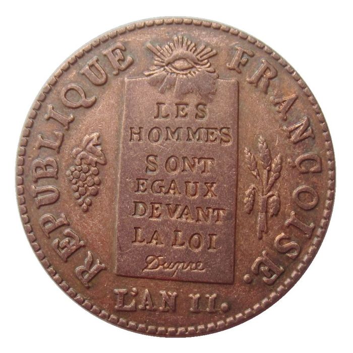 France 1/2 Sol 1793 L/H Copper Copy Coins 26mm