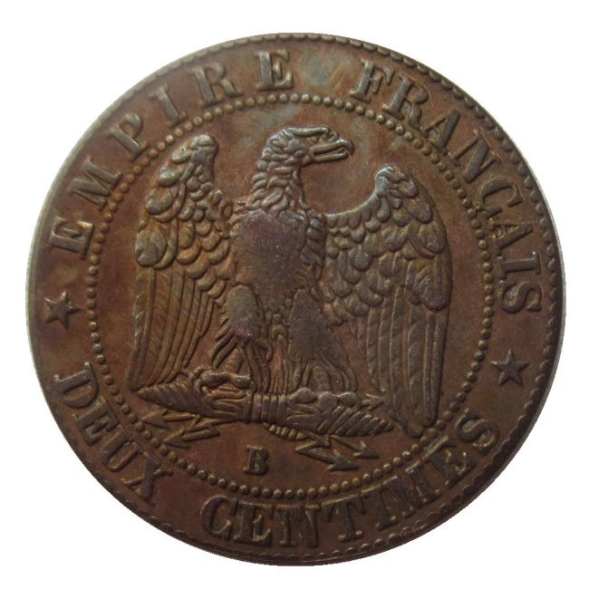 France 2 Cnetimes 1853-1857 Napoleon III Copper Copy Coins