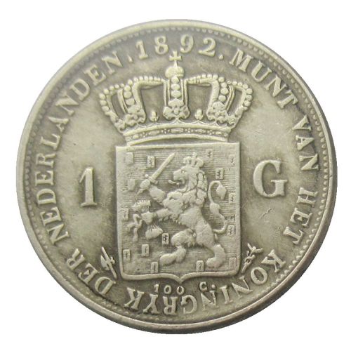 Netherlands 1892 1 Gulden Silver Plated Copy Coin
