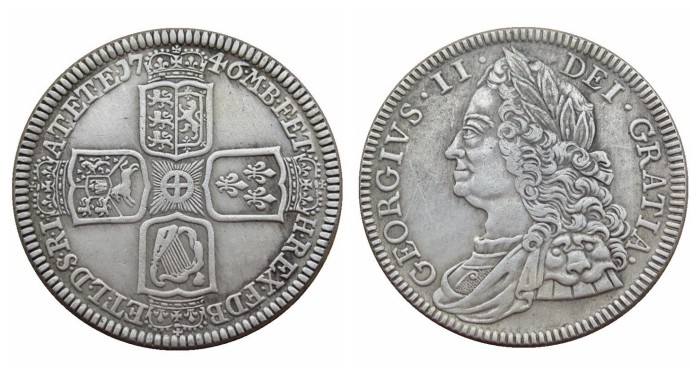 Great Britain 1 Crown George II 1743-1751 Silver Plated Copy Coin UF14-17