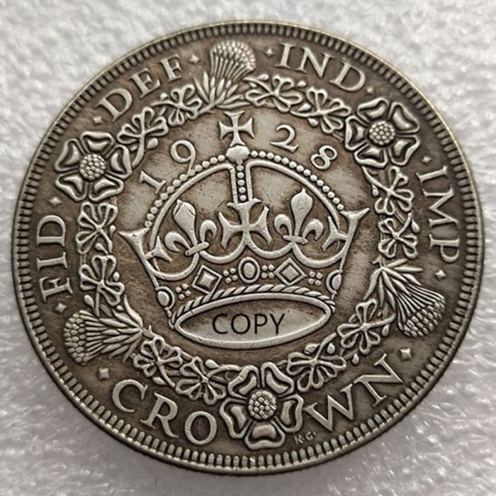 UK 1 Crown George V 1927-1933 Silver Plated Copy Coin UF37-41