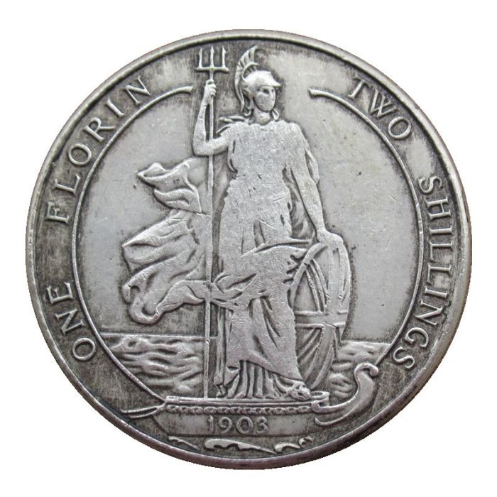 GREAT BRITAIN 1 Florin Edward VII 1902-1905 Silver Plated Copy Coin