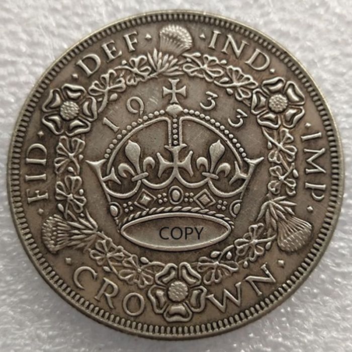 UK 1 Crown George V 1927-1933 Silver Plated Copy Coin UF37-41