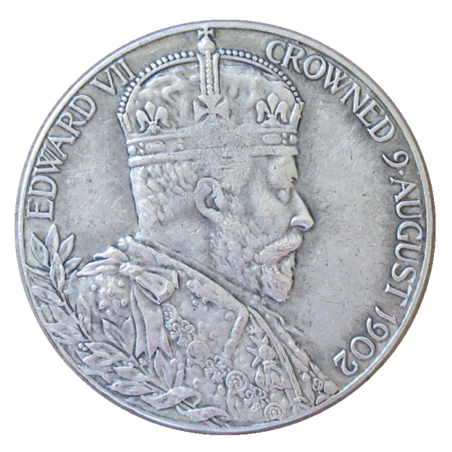 GB EDWARD VII ALEXANDRA QUEEN CONSORT 1902 CORONATION MEDAL Silver Plated Copy Coin