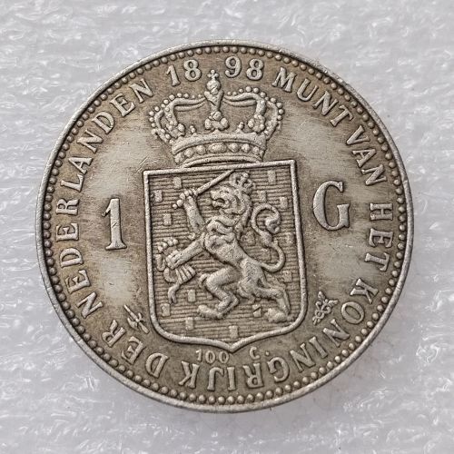Netherlands 1898-1909 1 Gulden Silver Plated Copy Coin