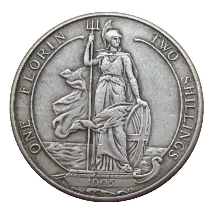 GREAT BRITAIN 1 Florin Edward VII 1902-1905 Silver Plated Copy Coin