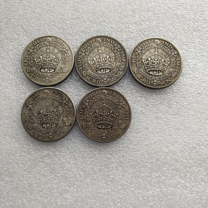 UK 1 Crown George V 1927-1933 Silver Plated Copy Coin UF37-41