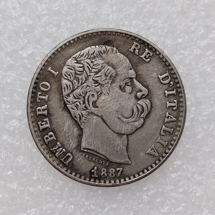 Italy 1 Lire Umberto I 1883-1892 Silver Plated Copy Coins