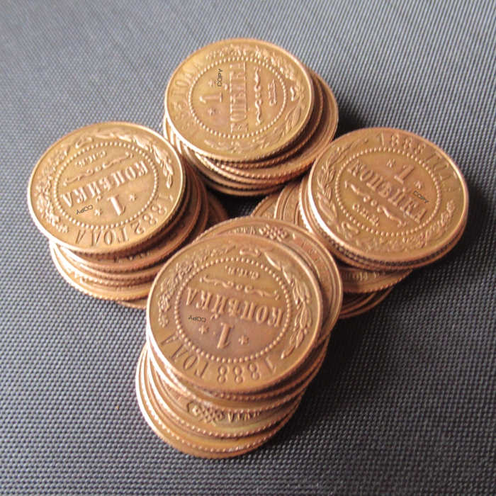 RUSSIAN 1 KOPECKS 1867-1894 34pcs/lot Old Color Copper Copy Coins