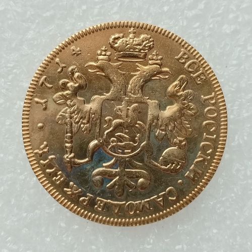 1714 Russian 2 Ducats Perer I Gold Plated Copy Coins 27mm