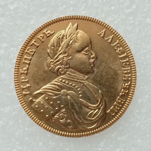 1714 Russian 2 Ducats Perer I Gold Plated Copy Coins 27mm