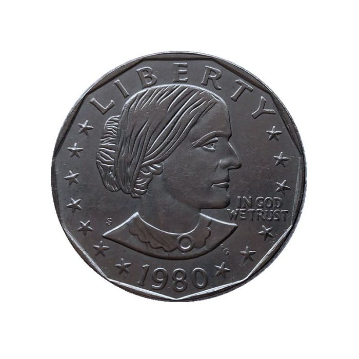 US 1980 Susan B. Anthony Dollar Nickel Plated Copy Coin