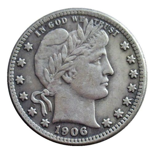 US 1906 P/O/D Barber Quarter Dollar Silver Plated Coins COPY