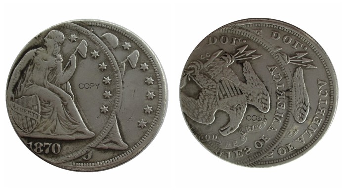 US 1870CC Seated Liberty Dollar Two Faces Error 90% silver/Silver Plated Copy Coin