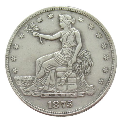 US 1875 S/CC Trade Dollar Silver Plated Copy Coin
