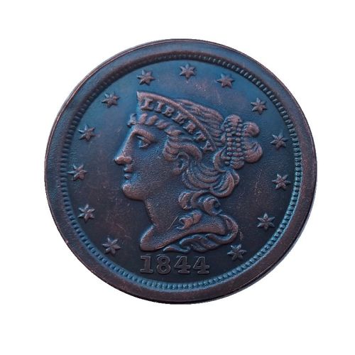 US 1844 Braided Hair Half Cent Copper Copy Coin