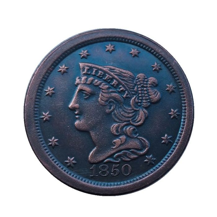 US 1850 Braided Hair Half Cent Copper Copy Coin
