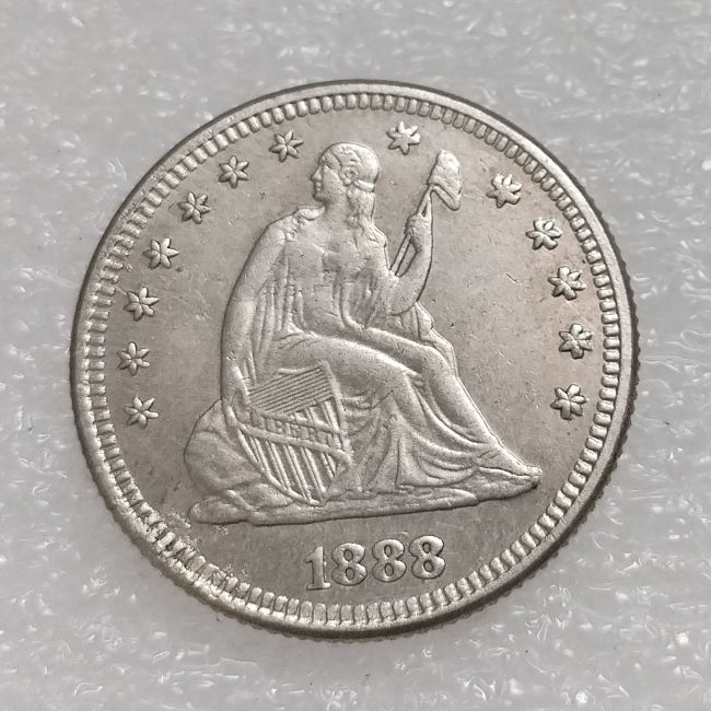US 1888 P/S SEATED LIBERTY QUARTER DOLLARS With Motto Silver Plated Coins COPY