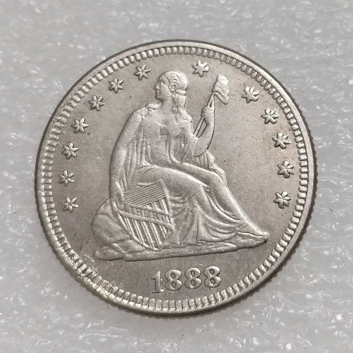 US 1888 P/S SEATED LIBERTY QUARTER DOLLARS With Motto Silver Plated Coins COPY