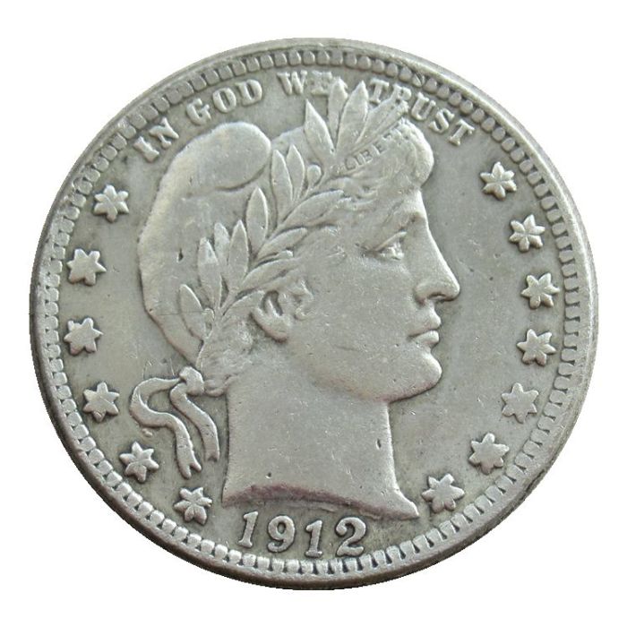 US 1912 P/S Barber Quarter Dollar Silver Plated Coins COPY