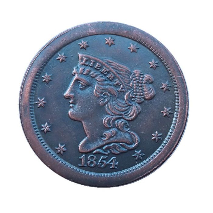 US 1854 Braided Hair Half Cent Copper Copy Coin